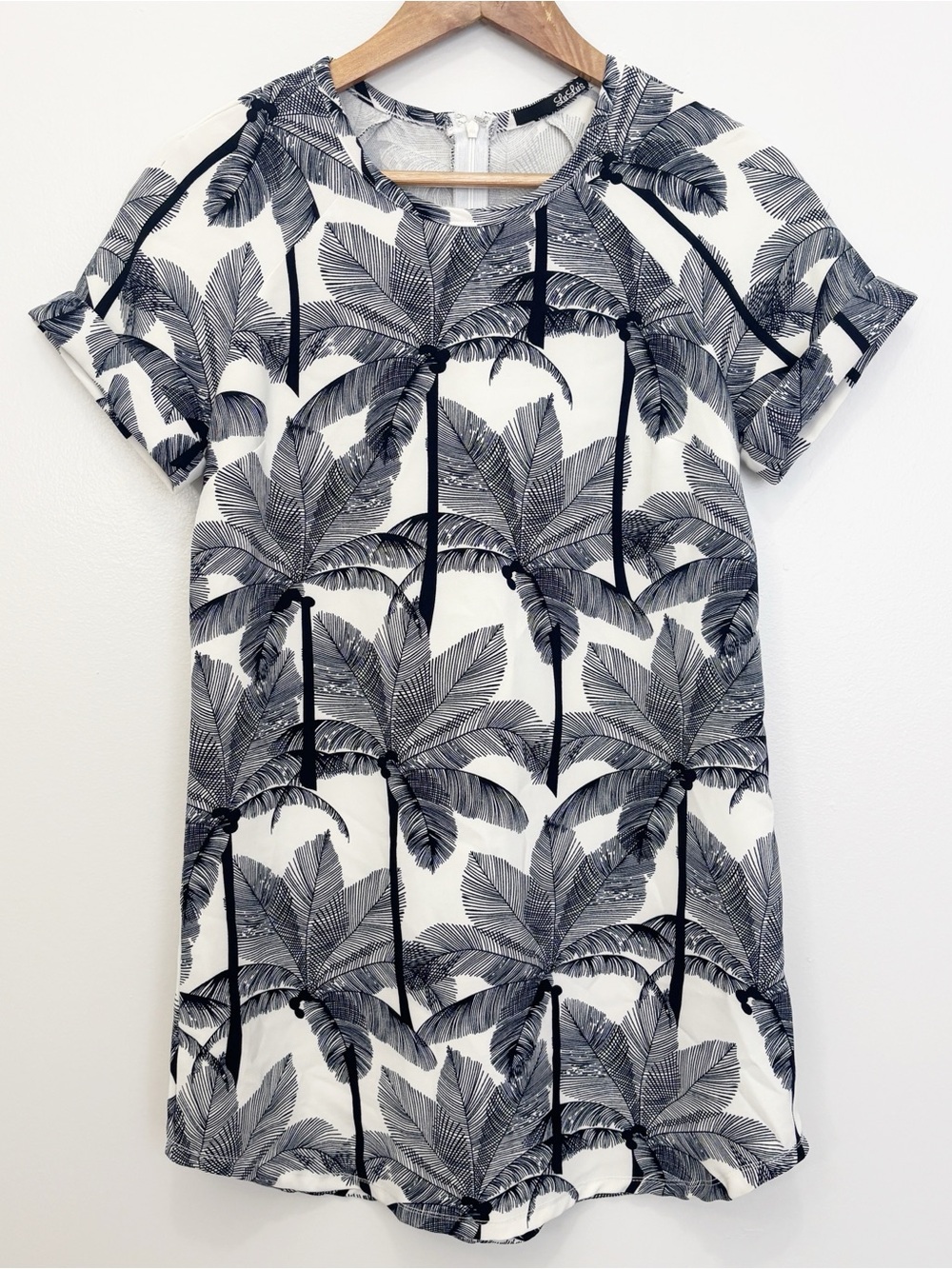 LULUS Short-Sleeve Shift Dress Palm Tree Print Size Small